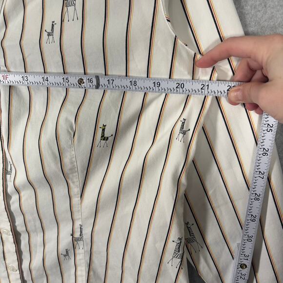 Chicos Shirt Womens Large 2 White Striped Zebra Button Collar Career Office - Picture 11 of 12